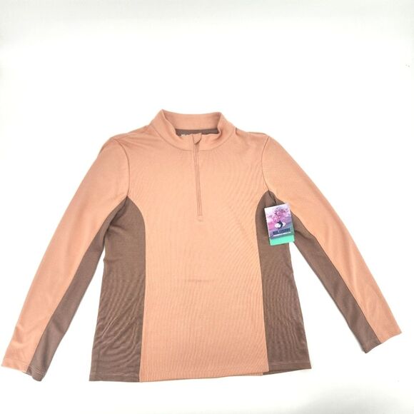 Reel Legends Shirt Top Size Large Womens Brown Colorblock Long Sleeve UPF 40 - Picture 1 of 7